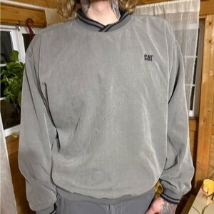 Vintage CAT Men's Charcoal Crewneck Windbreaker